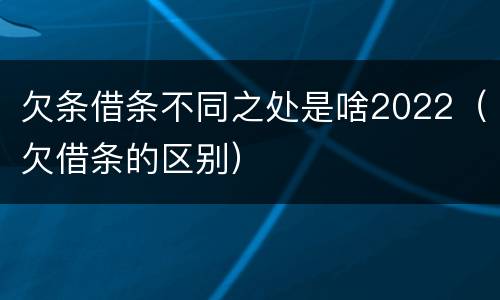 欠条借条不同之处是啥2022（欠借条的区别）
