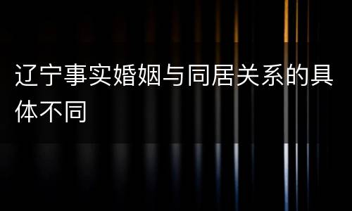 辽宁事实婚姻与同居关系的具体不同