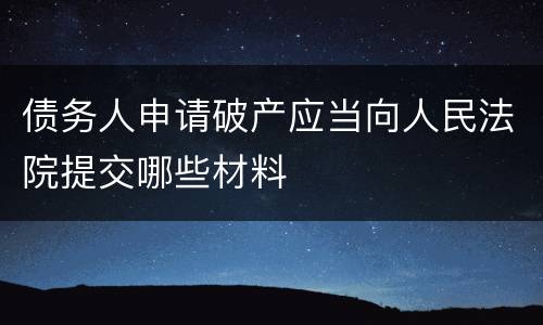 债务人申请破产应当向人民法院提交哪些材料