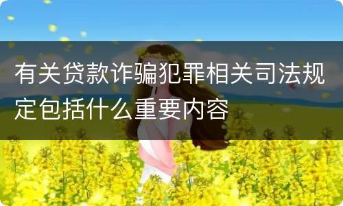有关贷款诈骗犯罪相关司法规定包括什么重要内容
