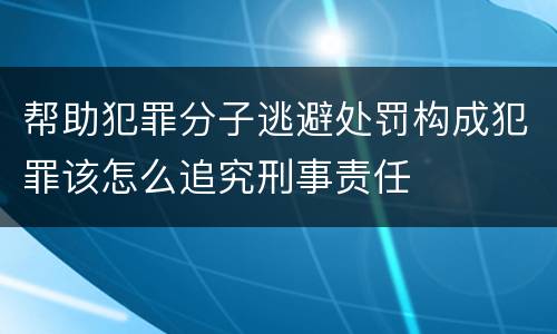 帮助犯罪分子逃避处罚构成犯罪该怎么追究刑事责任