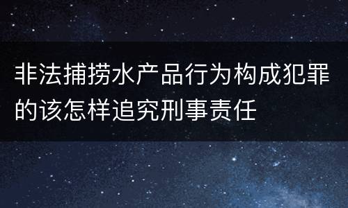 非法捕捞水产品行为构成犯罪的该怎样追究刑事责任