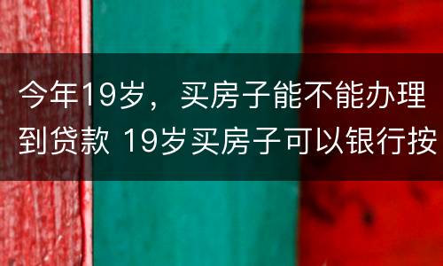 今年19岁，买房子能不能办理到贷款 19岁买房子可以银行按揭贷款