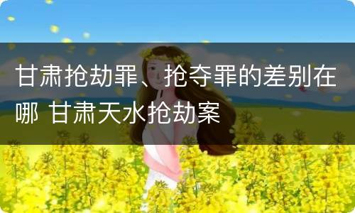 甘肃抢劫罪、抢夺罪的差别在哪 甘肃天水抢劫案
