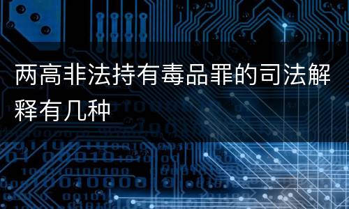 两高非法持有毒品罪的司法解释有几种