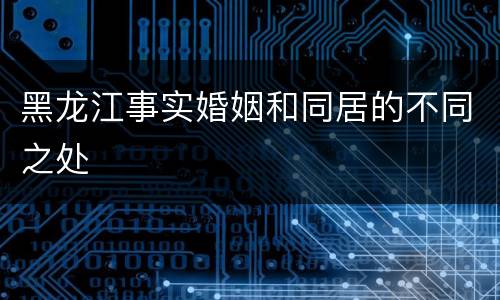 黑龙江事实婚姻和同居的不同之处