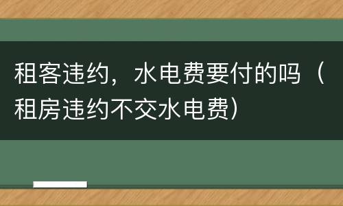 租客违约，水电费要付的吗（租房违约不交水电费）