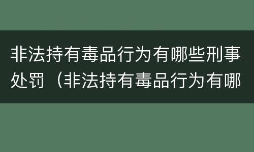 非法持有毒品行为有哪些刑事处罚（非法持有毒品行为有哪些刑事处罚规定）