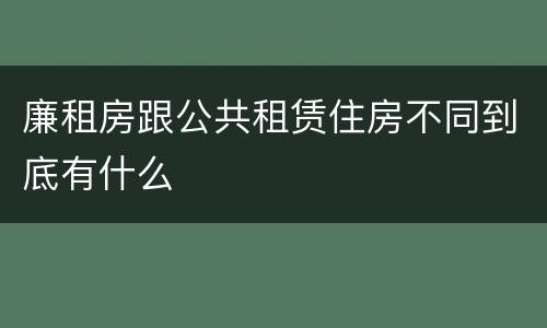 廉租房跟公共租赁住房不同到底有什么
