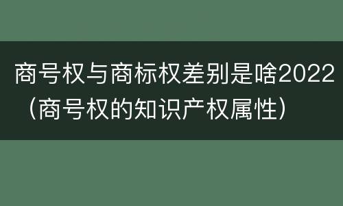 商号权与商标权差别是啥2022（商号权的知识产权属性）
