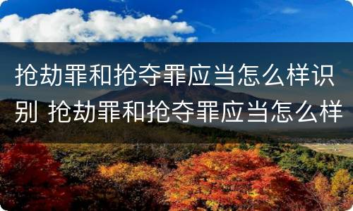 抢劫罪和抢夺罪应当怎么样识别 抢劫罪和抢夺罪应当怎么样识别出来