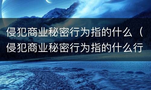 侵犯商业秘密行为指的什么（侵犯商业秘密行为指的什么行为）
