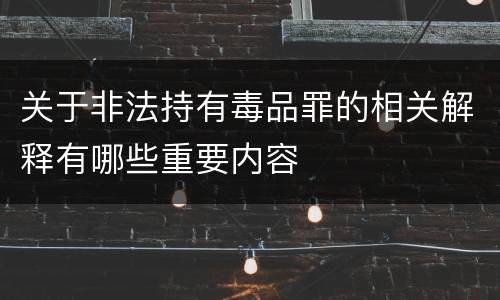 关于非法持有毒品罪的相关解释有哪些重要内容