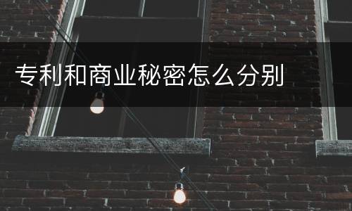 专利和商业秘密怎么分别