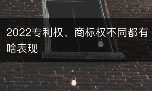 2022专利权、商标权不同都有啥表现