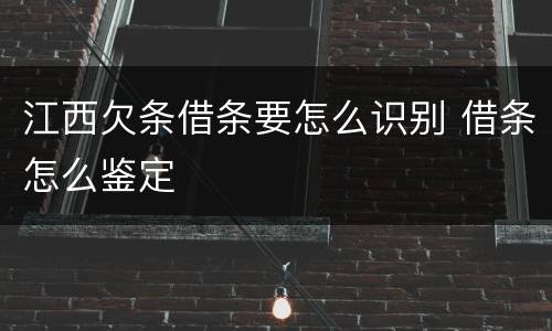江西欠条借条要怎么识别 借条怎么鉴定