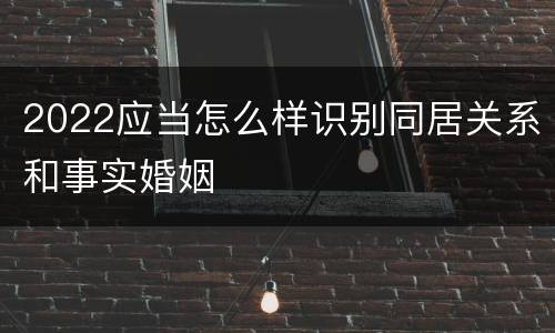 2022应当怎么样识别同居关系和事实婚姻