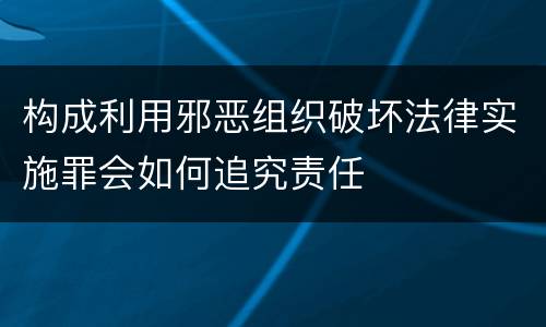 构成利用邪恶组织破坏法律实施罪会如何追究责任