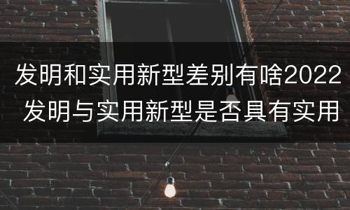 发明和实用新型差别有啥2022 发明与实用新型是否具有实用性