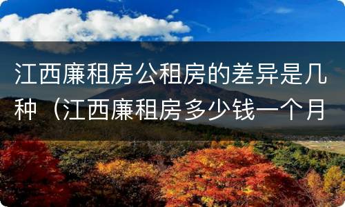 江西廉租房公租房的差异是几种（江西廉租房多少钱一个月）