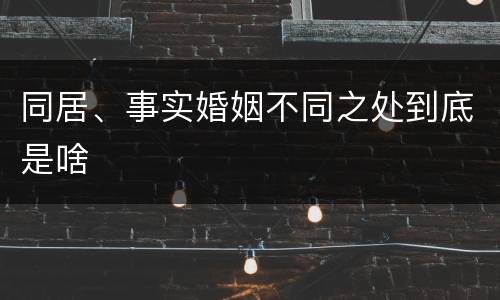 同居、事实婚姻不同之处到底是啥