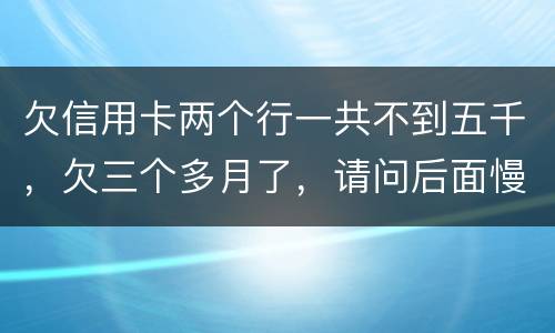 欠信用卡两个行一共不到五千，欠三个多月了，请问后面慢慢还还会起诉吗