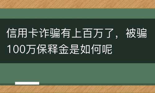 信用卡诈骗有上百万了，被骗100万保释金是如何呢