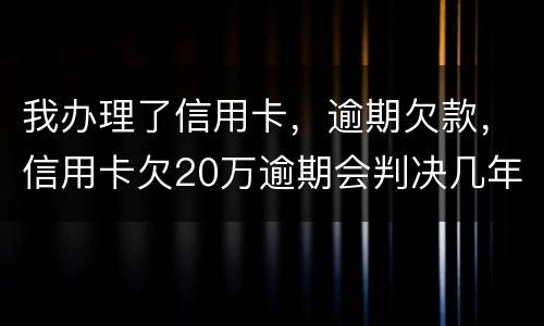 我办理了信用卡，逾期欠款，信用卡欠20万逾期会判决几年