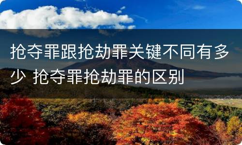 抢夺罪跟抢劫罪关键不同有多少 抢夺罪抢劫罪的区别