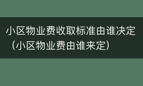 小区物业费收取标准由谁决定（小区物业费由谁来定）
