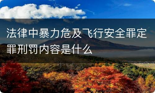 法律中暴力危及飞行安全罪定罪刑罚内容是什么