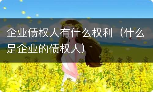企业债权人有什么权利（什么是企业的债权人）