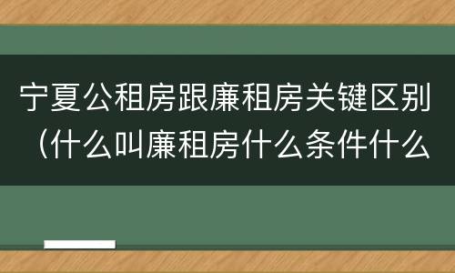 宁夏公租房跟廉租房关键区别（什么叫廉租房什么条件什么叫公租房）