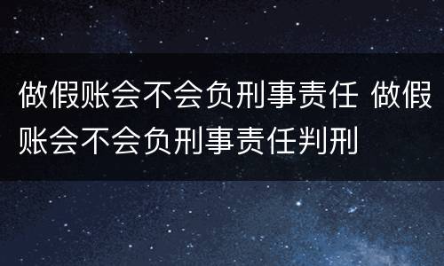 做假账会不会负刑事责任 做假账会不会负刑事责任判刑
