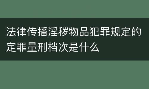 法律传播淫秽物品犯罪规定的定罪量刑档次是什么