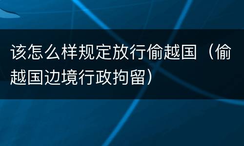 该怎么样规定放行偷越国（偷越国边境行政拘留）