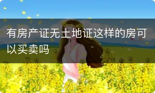 有房产证无土地证这样的房可以买卖吗