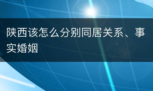 陕西该怎么分别同居关系、事实婚姻