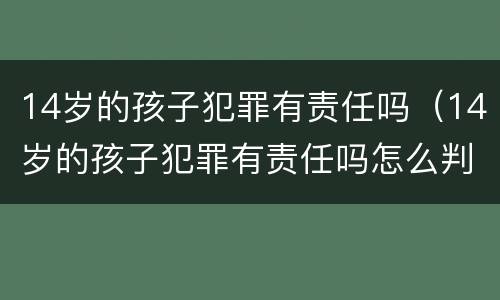 14岁的孩子犯罪有责任吗（14岁的孩子犯罪有责任吗怎么判）
