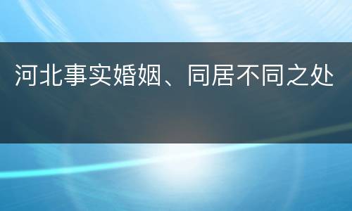河北事实婚姻、同居不同之处