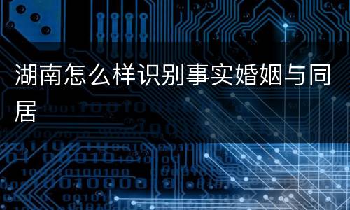 湖南怎么样识别事实婚姻与同居