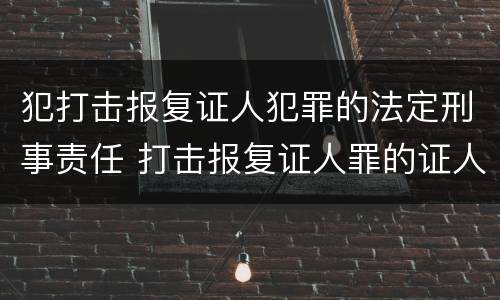 犯打击报复证人犯罪的法定刑事责任 打击报复证人罪的证人范围