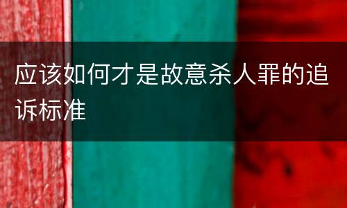 应该如何才是故意杀人罪的追诉标准