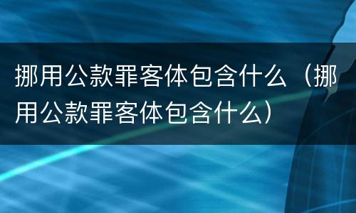 挪用公款罪客体包含什么（挪用公款罪客体包含什么）