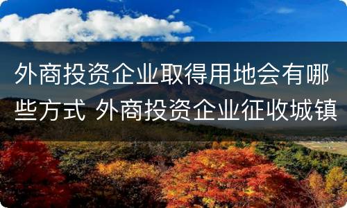 外商投资企业取得用地会有哪些方式 外商投资企业征收城镇土地使用税吗