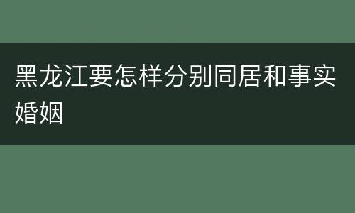 黑龙江要怎样分别同居和事实婚姻