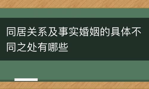 同居关系及事实婚姻的具体不同之处有哪些