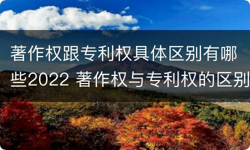 著作权跟专利权具体区别有哪些2022 著作权与专利权的区别有哪些