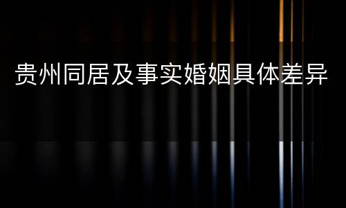 贵州同居及事实婚姻具体差异
