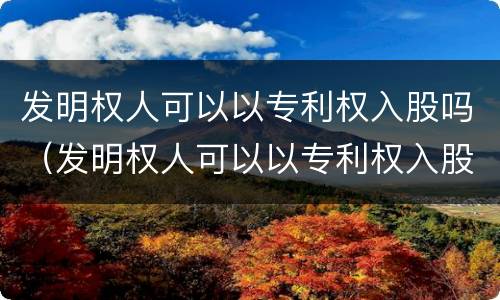 发明权人可以以专利权入股吗（发明权人可以以专利权入股吗为什么）